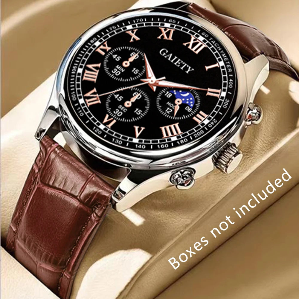 Conjunto de 1 Relógio Masculino Fashion, Versátil, Retrô, Clássico, Quartzo, Ideal para Combinar com Roupas do Dia a Dia ou como Presente em Datas Comemorativas.